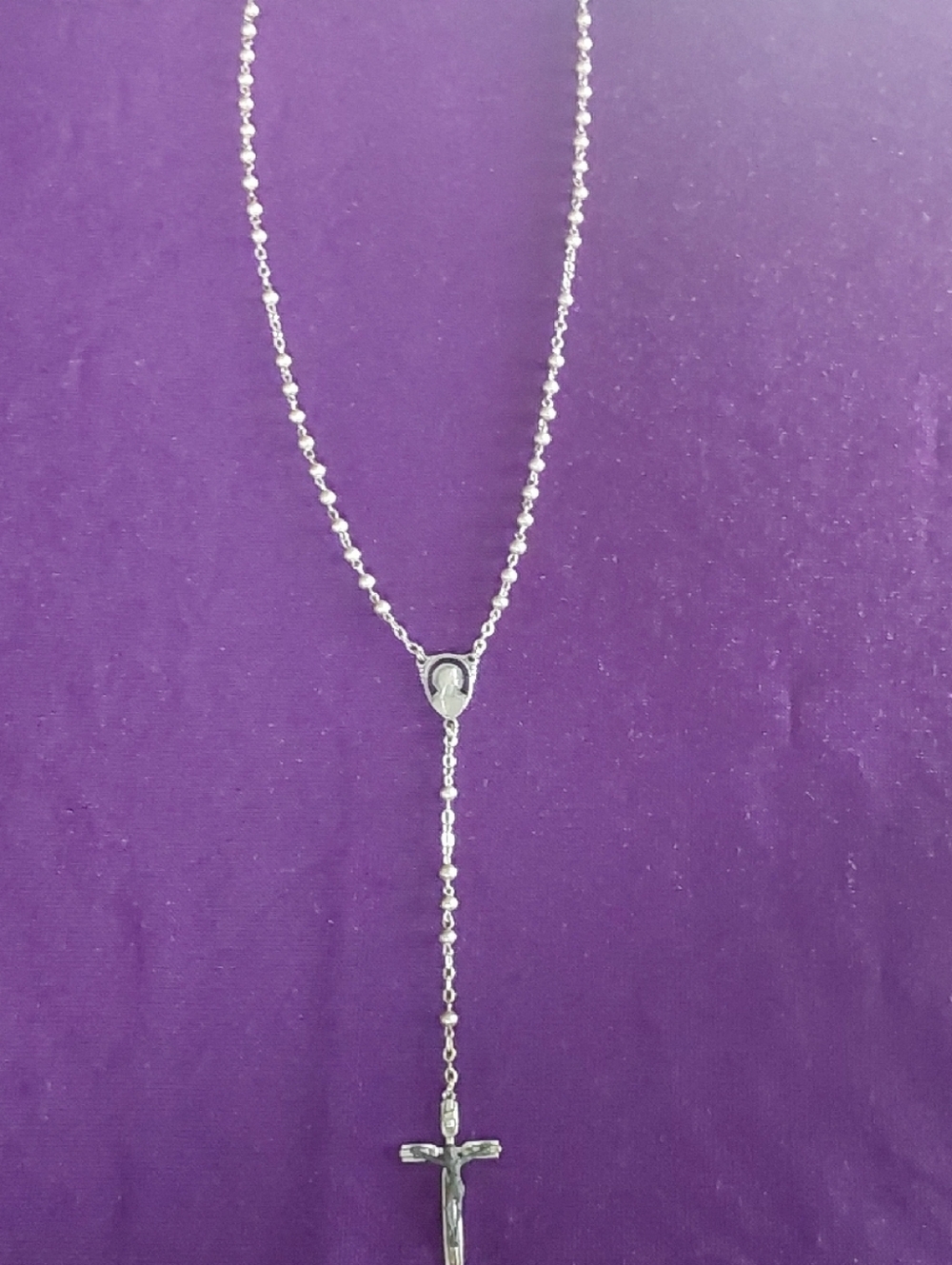 Silver Rosary Cross - Elegant Religious Pendant